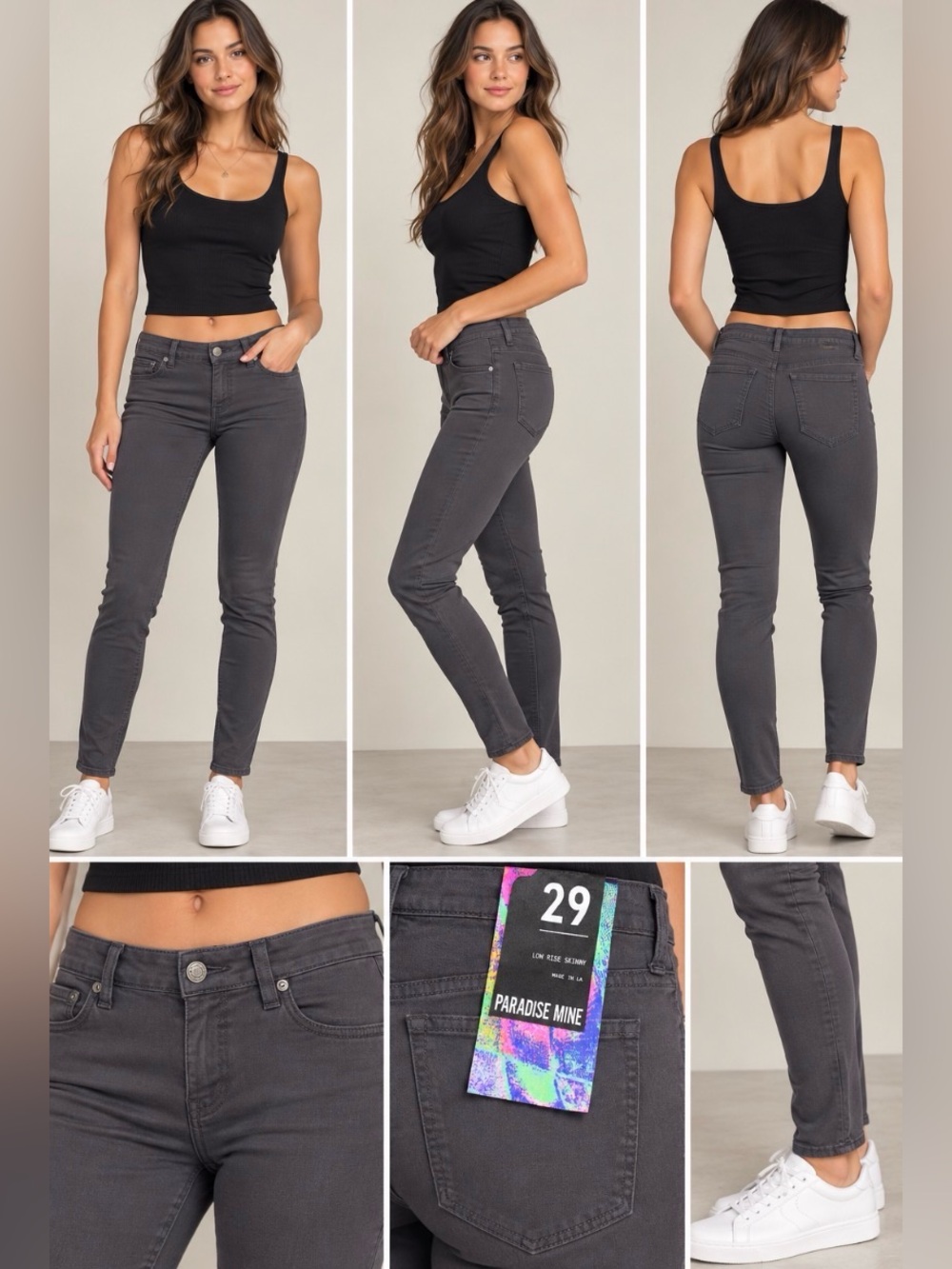 NWT Aritzia Paradise Mine Low Rise Skinny Jeans – Size 29 – Charcoal